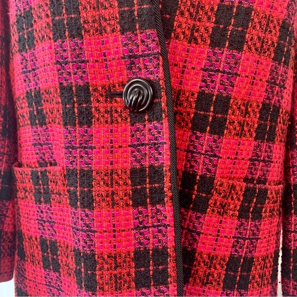 Vintage Plaid Tweed Blazer - Pink, Red and Black - Picture 5 of 8